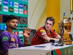 Chennai: Kolkata Knight Riders captain Shreyas Iyer and Sunrisers Hyderabad's Pat Cummins during a press conference on the eve of the Indian Premier League (IPL) final match. Chennai: Kolkata Knight Riders captain Shreyas Iyer and Sunrisers Hyderabad's Pat Cummins during a press conference on the eve of the Indian Premier League (IPL) final match.