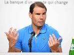 Rafael Nadal holds a press conference during the French Open. Rafael Nadal holds a press conference during the French Open.