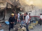 A visual from the spot where the massive blaze erupted in Rajkot.