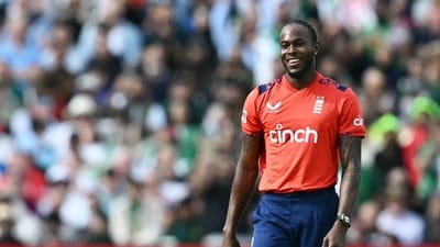 England's Jofra Archer reacts to being hit for four during the second T20 international cricket match between England and Pakistan at Edgbaston (AFP) England's Jofra Archer reacts to being hit for four during the second T20 international cricket match between England and Pakistan at Edgbaston (AFP)