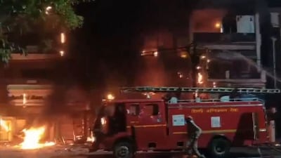 Officials said that the fire broke out in the three-story building and the whole building was in flames. (X/ANI)