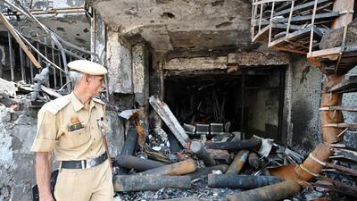 Charred remains of medical equipment at the hospital. (Arvind Yadav) Charred remains of medical equipment at the hospital. (Arvind Yadav)