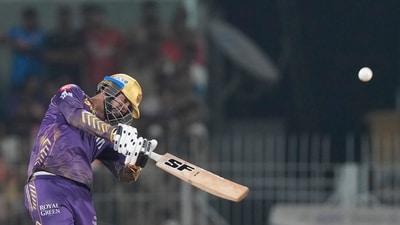 Cummins gave SRH some hope by dismissing Sunil Narine in the second over of the KKR chase but Venkatesh Iyer took the bowlers to the cleaners and flattened out any chance of a miraculous fight back. (AP) Cummins gave SRH some hope by dismissing Sunil Narine in the second over of the KKR chase but Venkatesh Iyer took the bowlers to the cleaners and flattened out any chance of a miraculous fight back. (AP)