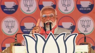 Prime Minister Narendra Modi at a public meeting for the Lok Sabha polls, in Mirzapur on Sunday. (ANI) Prime Minister Narendra Modi at a public meeting for the Lok Sabha polls, in Mirzapur on Sunday. (ANI)