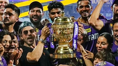 Kolkata Knight Riders co-owner Shah Rukh Khan and players celebrate with families and friends after winning the Indian Premier League (IPL) 2024 tournament (PTI) Kolkata Knight Riders co-owner Shah Rukh Khan and players celebrate with families and friends after winning the Indian Premier League (IPL) 2024 tournament (PTI)