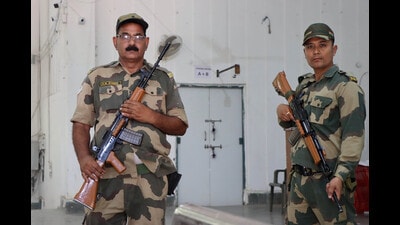 Personnel of the central armed police forces and Haryana Police are guarding the centre round the clock. (Manoj Dhaka/HT)