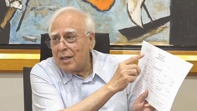 Rajya Sabha MP Kapil Sibal addresses a press conference in Delhi on Sunday. (PTI) Rajya Sabha MP Kapil Sibal addresses a press conference in Delhi on Sunday. (PTI)