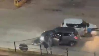 The clash took place following a collision between two cars that were being driven erratically (Screen grab/BJ Karnataka X) The clash took place following a collision between two cars that were being driven erratically (Screen grab/BJ Karnataka X)