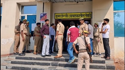 The hospital where the injured were rushed to in Kheri on Sunday