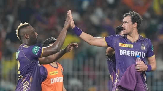 Mitchell Starc started the carnage by dismissing SRH's dangerous openers Abhishek Sharma in the first over. Travis Head fell in the second to Vaibhav Arora and then Rahul Tripathi to Starc in the fifth over and SRH thus lost three wickets in the powerplay. (AP)