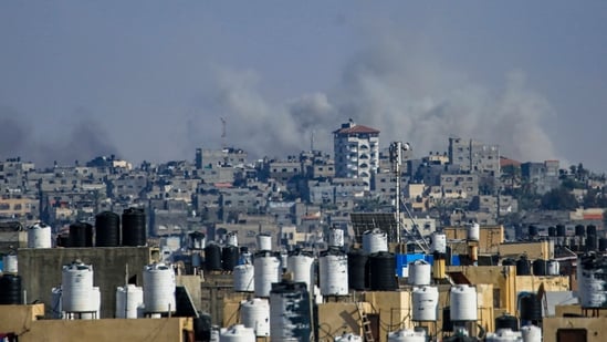 Smoke billows following Israeli bombardment in Rafah, in the southern Gaza. (AFP)