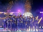 Chennai, May 26 (ANI): Kolkata Knight Riders' captain Shreyas Iyer along with teammates Andre Russell, Rinku Singh and others celebrate as they lift the Indian Premier League 2024 trophy, at MA Chidambaram Stadium in Chennai on Sunday. (ANI Photo)
Chennai, May 26 (ANI): Kolkata Knight Riders' captain Shreyas Iyer along with teammates Andre Russell, Rinku Singh and others celebrate as they lift the Indian Premier League 2024 trophy, at MA Chidambaram Stadium in Chennai on Sunday. (ANI Photo)