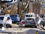 Powerful storms left a wide trail of destruction Sunday across Texas, Oklahoma and Arkansas. (AP) Powerful storms left a wide trail of destruction Sunday across Texas, Oklahoma and Arkansas. (AP)