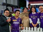 Kolkata Knight Riders (KKR) co-owners Juhi Chawla, Jay Mehta, mentor Gautam Gambhir and BCCI Secretary Jay Shah after the Indian Premier League (IPL) 2024 final cricket match B) Kolkata Knight Riders (KKR) co-owners Juhi Chawla, Jay Mehta, mentor Gautam Gambhir and BCCI Secretary Jay Shah after the Indian Premier League (IPL) 2024 final cricket match B)