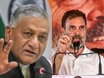Union minister VK Singh and Rahul Gandhi.