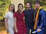 Mahesh Babu and Namrata Shirodkar with son Gautam and daughter Sitara.