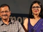 AAP Rajya Sabha MP Swati Maliwal (R) and Delhi chief minister Arvind Kejriwal.  