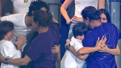 AbRam Khan is often seen accompanying Shah Rukh Khan when he steps out of home. When the actor greets fans outside his home, Mannat, AbRam is seen beside him too. AbRam Khan is often seen accompanying Shah Rukh Khan when he steps out of home. When the actor greets fans outside his home, Mannat, AbRam is seen beside him too.