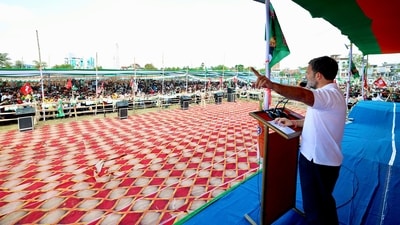 Congress leader Rahul Gandhi addresses a public meeting in support of RJD candidate from Patliputra, Misa Bharti during a public meeting for the last phase of the Lok Sabha polls, at Pataliputra in Patna. (ANI) Congress leader Rahul Gandhi addresses a public meeting in support of RJD candidate from Patliputra, Misa Bharti during a public meeting for the last phase of the Lok Sabha polls, at Pataliputra in Patna. (ANI)