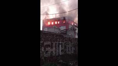 Fire broke out at Astha Hospital in Baraut on Monday morning. Waste material dumped on the top floor and short circuit may have been the cause of fire, said a doctor. (Sourced) Fire broke out at Astha Hospital in Baraut on Monday morning. Waste material dumped on the top floor and short circuit may have been the cause of fire, said a doctor. (Sourced)