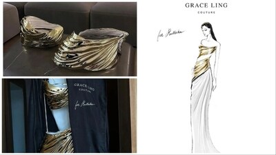 Radhika Merchant will reportedly be wearing an exquisite custom-made piece by Grace Ling Couture, inspired by the concept of a Galactic Princess. The outfit, 3D-carved and crafted using aerospace aluminium technology, promises to be a stunning creation. (Instagram) Radhika Merchant will reportedly be wearing an exquisite custom-made piece by Grace Ling Couture, inspired by the concept of a Galactic Princess. The outfit, 3D-carved and crafted using aerospace aluminium technology, promises to be a stunning creation. (Instagram)