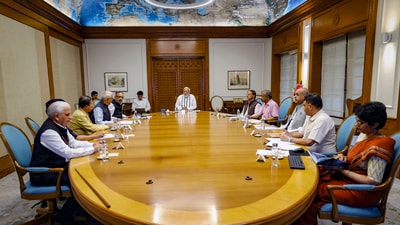 Prime Minister Narendra Modi convened a meeting in New Delhi on Sunday to review the response and preparedness for Cyclone Remal. (PTI) Prime Minister Narendra Modi convened a meeting in New Delhi on Sunday to review the response and preparedness for Cyclone Remal. (PTI)