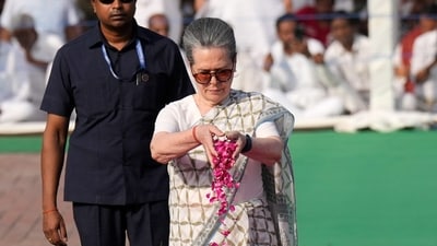 Congress leader Sonia Gandhi pays floral tribute to India's first prime minister Jawaharlal Nehru on his death anniversary, at Shanti Van in New Delhi. (PTI) Congress leader Sonia Gandhi pays floral tribute to India's first prime minister Jawaharlal Nehru on his death anniversary, at Shanti Van in New Delhi. (PTI)