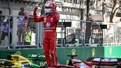 Ferrari's Monegasque driver Charles Leclerc celebrates after winning the Formula One Monaco Grand Prix (AFP) Ferrari's Monegasque driver Charles Leclerc celebrates after winning the Formula One Monaco Grand Prix (AFP)
