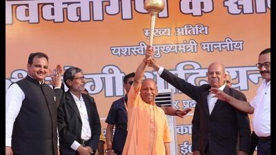 UP chief minister Yogi Adityanath during his meeting with lawyers in Varanasi on May 27. (HT photo) UP chief minister Yogi Adityanath during his meeting with lawyers in Varanasi on May 27. (HT photo)
