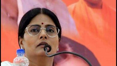 Union minister and Apna Dal (Sonelal) chief Anupriya Patel at an election rally in Uttar Pradesh. (ANI FILE PHOTO)