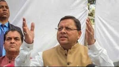 Uttarakhand chief minister Pushkar Singh Dhami, along with BJP candidate from Anandpur Sahib Dr Subhash Sharma, campaigned in Balachaur, Mohali, Nawanshahr and Nayagaon. (HT file)