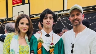 Hrithik Roshan and Sussanne Khan with Hrehaan Roshan. Hrithik Roshan and Sussanne Khan with Hrehaan Roshan.