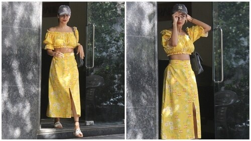 Malaika's midi skirt and crop top look is must-have for your summer 2024 wardrobe. (HT Photo/Varinder Chawla) Malaika's midi skirt and crop top look is must-have for your summer 2024 wardrobe. (HT Photo/Varinder Chawla)