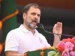 Congress leader Rahul Gandhi addressing a public meeting in Patna on Monday. (Hindustan Times)