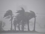 Heavy winds and rains caused by Cyclone Remal along the coastal areas in West Bengal’s South 24 Parganas on Monday. (AP) Heavy winds and rains caused by Cyclone Remal along the coastal areas in West Bengal’s South 24 Parganas on Monday. (AP)