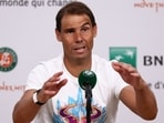 Spain's Rafael Nadal during a press conference after losing his men's singles match against Germany's Alexander Zverev on day two of the French Open at the Roland Garros Complex.