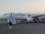 In a video posted by news agency PTI, passengers of the IndiGo flight are seen being evacuated via an emergency exit following the bomb threat. In a video posted by news agency PTI, passengers of the IndiGo flight are seen being evacuated via an emergency exit following the bomb threat.
