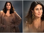 Kareena Kapoor poses for a photoshoot in a summer-ready brown slip dress and blazer. 