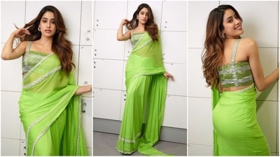 Janhvi Kapoor is currently busy promoting her upcoming film Mr and Mrs Mahi and her glamorous looks are doing the rounds on social media. Slaying the method dressing trend with her chic looks depicting the cricket based theme of her pictures, the stylish diva is proving her fashion savvy. Janhvi is quite active on social media and her stunning Insta-diaries are a treasure trove of style inspiration for all her followers. After turning heads in a lavender floral lehenga, Jahnvi effortlessly got warped in a six-yards of grace, oozing glamour. (Instagram/@stylebyami) Janhvi Kapoor is currently busy promoting her upcoming film Mr and Mrs Mahi and her glamorous looks are doing the rounds on social media. Slaying the method dressing trend with her chic looks depicting the cricket based theme of her pictures, the stylish diva is proving her fashion savvy. Janhvi is quite active on social media and her stunning Insta-diaries are a treasure trove of style inspiration for all her followers. After turning heads in a lavender floral lehenga, Jahnvi effortlessly got warped in a six-yards of grace, oozing glamour. (Instagram/@stylebyami)