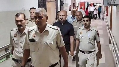 Bibhav Kumar in Tis Hazari court on Tuesday. (PTI) Bibhav Kumar in Tis Hazari court on Tuesday. (PTI)