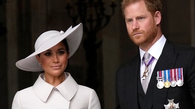 FILE - Prince Harry and Meghan Markle, Duke and Duchess of Sussex leave after a service of thanksgiving for the reign of Queen Elizabeth II at St Paul's Cathedral in London, Friday, June 3, 2022. (AP) FILE - Prince Harry and Meghan Markle, Duke and Duchess of Sussex leave after a service of thanksgiving for the reign of Queen Elizabeth II at St Paul's Cathedral in London, Friday, June 3, 2022. (AP)