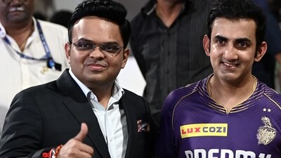 Jay Shah (L), secretary of the Board of Control for Cricket in India (BCCI) poses next to Kolkata Knight Riders' team mentor Gautam Gambhir (AFP) Jay Shah (L), secretary of the Board of Control for Cricket in India (BCCI) poses next to Kolkata Knight Riders' team mentor Gautam Gambhir (AFP)
