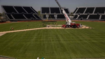 A general view shows the Nassau county International Cricket Stadium for the upcoming ICC Men's T20 World Cup in Eisenhower Park (AFP) A general view shows the Nassau county International Cricket Stadium for the upcoming ICC Men's T20 World Cup in Eisenhower Park (AFP)