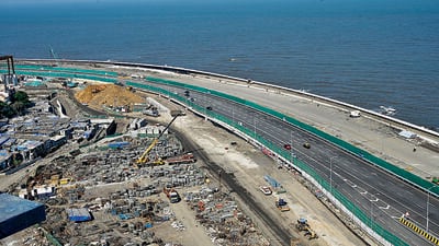 Mumbai, India. Mar 12,2024: Worli to Marine Drive 9.5 kilometres of the 10.58-kilometre Dharmveer Swarajya Rakshak Chhatrapati Sambhaji Maharaj Road (Coastal Road) opened to traffic for the public on Tuesday morning. Maharashtra Chief Minister Eknath Shinde inaugurated the first phase of the coastal road between Worli and Marine Drive on March 11.Mar 12,2024. (Photo by Raju Shinde/HT Photo) Mumbai, India. Mar 12,2024: Worli to Marine Drive 9.5 kilometres of the 10.58-kilometre Dharmveer Swarajya Rakshak Chhatrapati Sambhaji Maharaj Road (Coastal Road) opened to traffic for the public on Tuesday morning. Maharashtra Chief Minister Eknath Shinde inaugurated the first phase of the coastal road between Worli and Marine Drive on March 11.Mar 12,2024. (Photo by Raju Shinde/HT Photo)