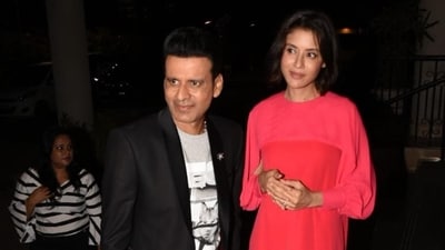 Manoj Bajpayee with wife Shabana at his 50th birthday party in Mumbai. (File Photo/ Varinder Chawla) Manoj Bajpayee with wife Shabana at his 50th birthday party in Mumbai. (File Photo/ Varinder Chawla)