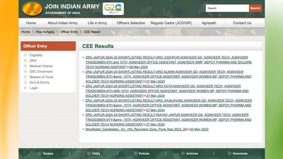 Indian Army Agniveer Result 2024: Written exam results for various Rajasthan AROs (joinindianarmy.nic.in, screenshot of the result page) Indian Army Agniveer Result 2024: Written exam results for various Rajasthan AROs (joinindianarmy.nic.in, screenshot of the result page)