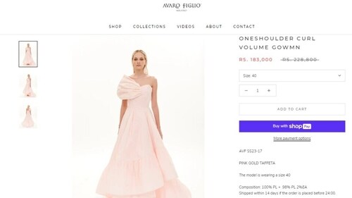 The price of the gown Aditi Rao Hydari wore in Cannes. (avarofiglio.com) The price of the gown Aditi Rao Hydari wore in Cannes. (avarofiglio.com)