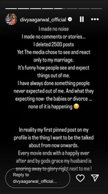 Taking to her Instagram Stories, Divya Agarwal shared a note.