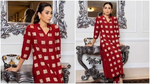 Karisma Kapoor’s red ethnic kurta is all about grace (Instagram/@therealkarismakapoor) Karisma Kapoor’s red ethnic kurta is all about grace (Instagram/@therealkarismakapoor)