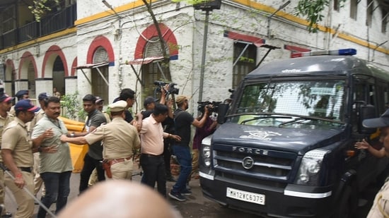 Pune Porsche Accident case: Two Sassoon General Hospital doctors arrested for tampering with the blood samples of the teen driver were produced before a court in Pune. (Mahendra Kolhe/HT)